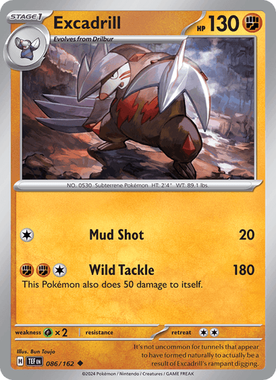 Excadrill 086/162 Uncommon Temporal Forces Pokemon Reverse Holo Near Mint
