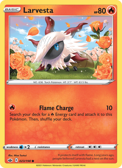 Larvesta 023/198 Common Chilling Reign Pokemon Reverse Holo Near Mint