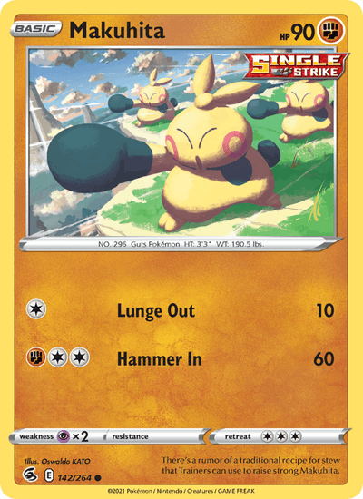 Makuhita 142/264 Common Fusion Strike Pokemon Reverse Holo Near Mint