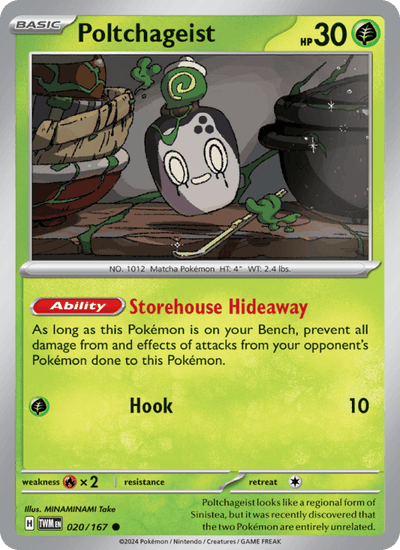 Poltchageist 020/167 Common Twilight Masquerade Pokemon Reverse Holo Near Mint