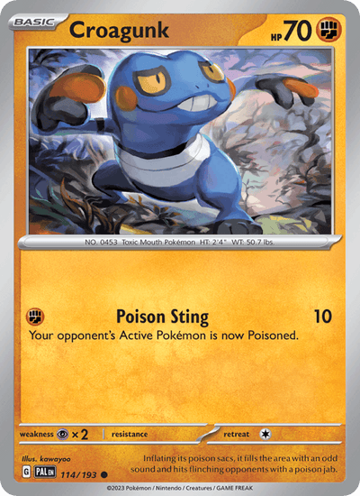Croagunk 114/193 Common Paldea Evolved Pokemon Reverse Holo Near Mint