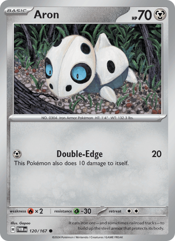 Aron 120/167 Common Twilight Masquerade Pokemon Reverse Holo Near Mint