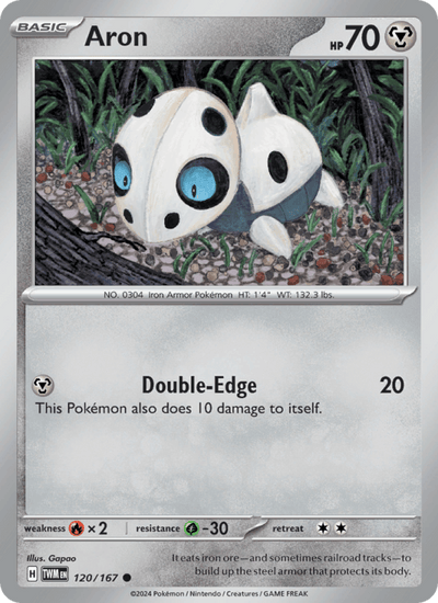 Aron 120/167 Common Twilight Masquerade Pokemon Reverse Holo Near Mint