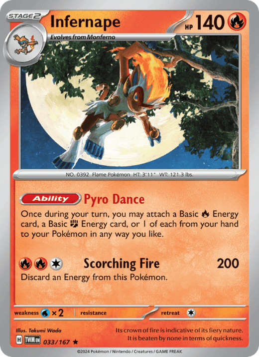 Infernape 033/167 Rare Twilight Masquerade Pokemon Near Mint