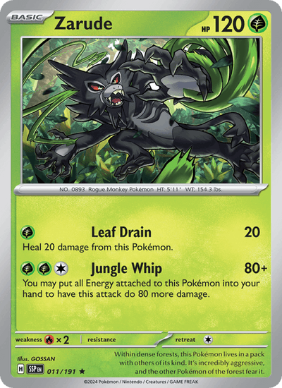 Zarude 011/191 Rare Surging Sparks Pokemon Holo Near Mint