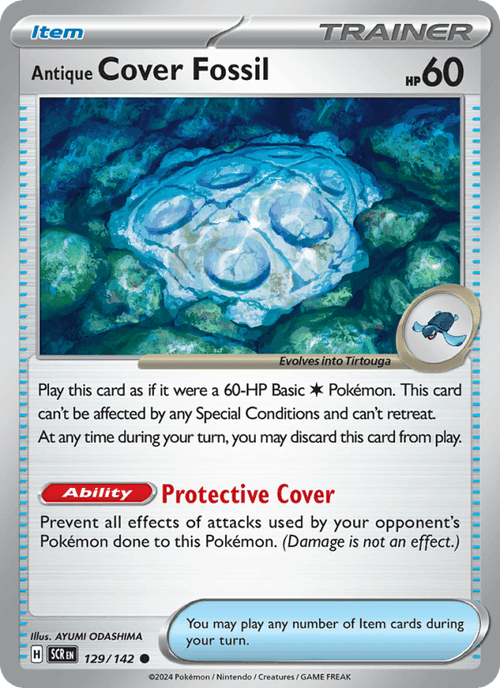 Antique Cover Fossil 129/142 Common Stellar Crown Pokemon Near Mint