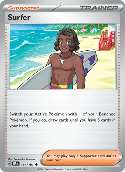 Surfer 187/191 Uncommon Surging Sparks Pokemon Near Mint