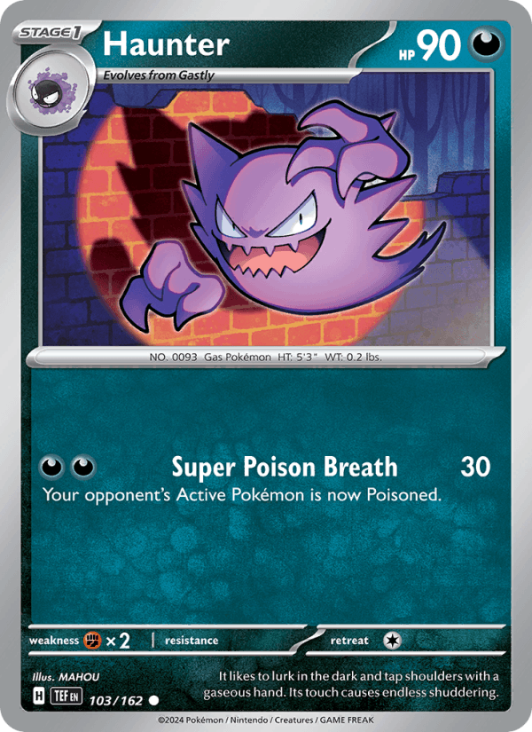 Haunter 103/162 Common Temporal Forces Pokemon Reverse Holo Near Mint