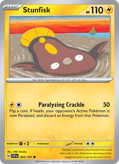 Stunfisk 064/191 Common Surging Sparks Pokemon Reverse Holo Near Mint