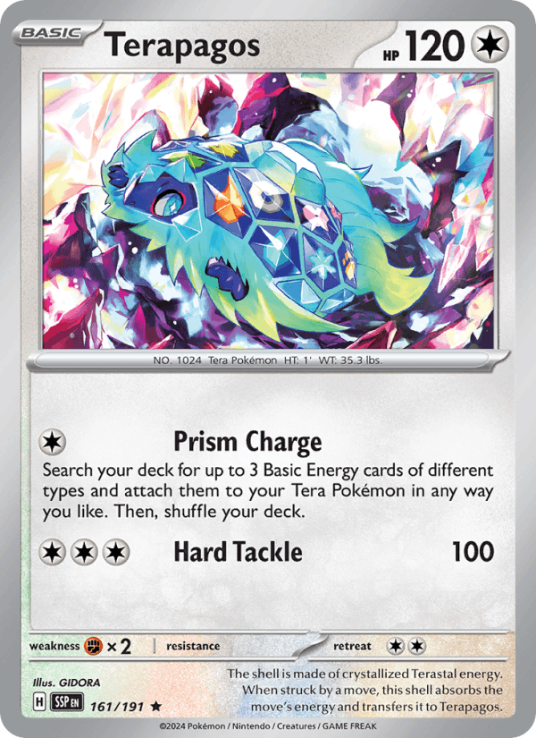 Terapagos 161/191 Rare Surging Sparks Pokemon Holo Near Mint