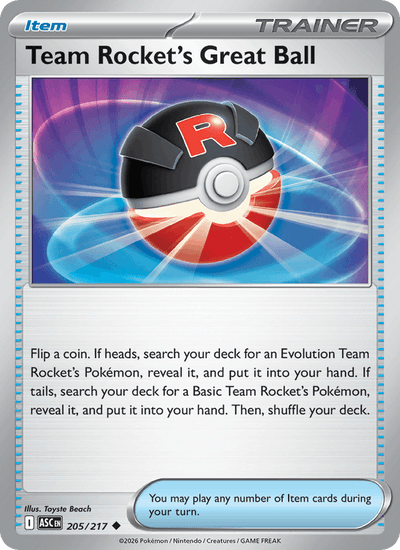 Team Rocket's Great Ball 205/217 Uncommon ME: Ascended Heroes Pokemon NM