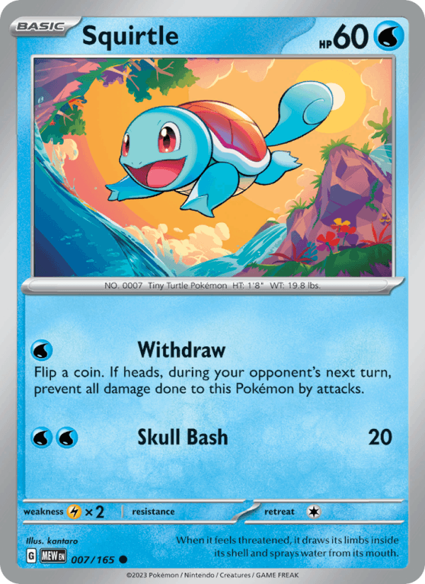Squirtle 007/165 Common 151 Pokemon Reverse Holo Near Mint
