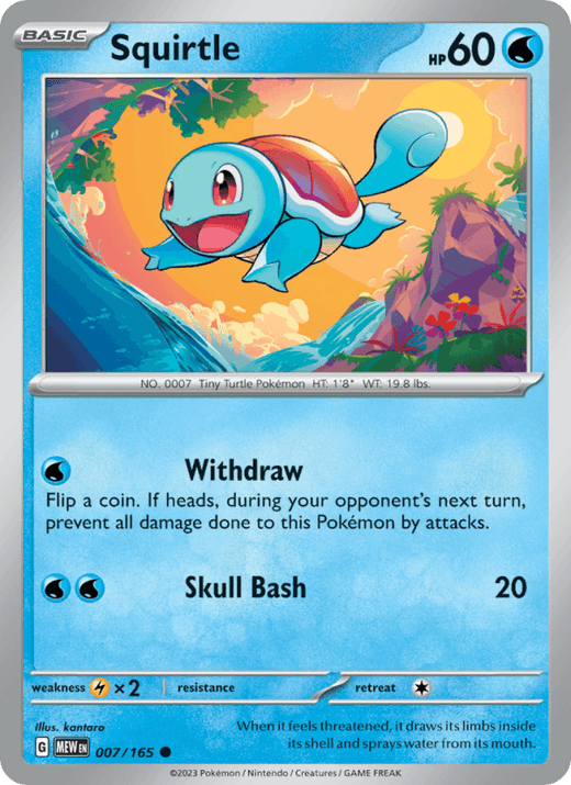 Squirtle 007/165 Common 151 Pokemon Reverse Holo Near Mint