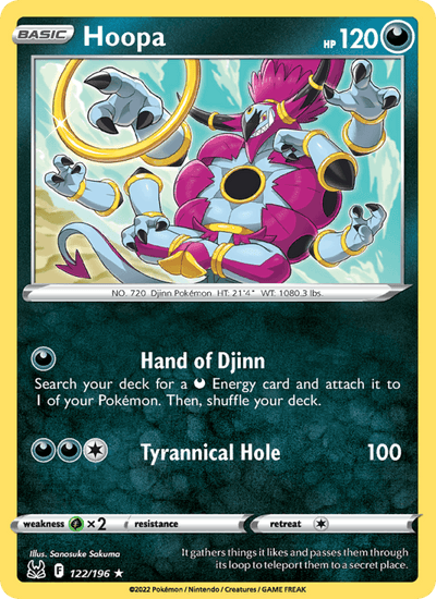 Hoopa 122/196 Rare Lost Origin Pokemon Reverse Holo Near Mint