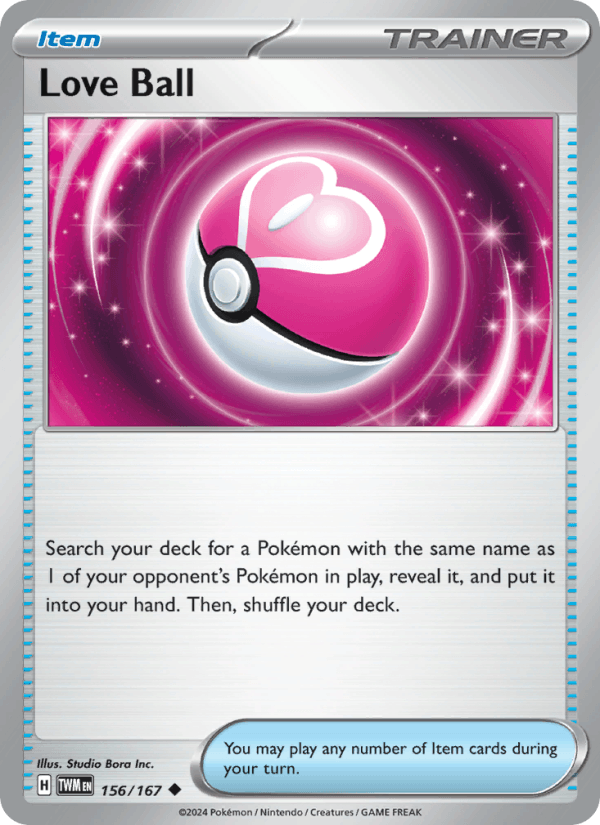 Love Ball 156/167 Uncommon Twilight Masquerade Pokemon Near Mint