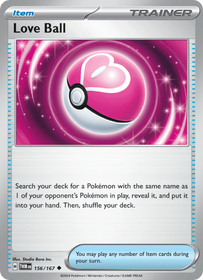 Love Ball 156/167 Uncommon Twilight Masquerade Pokemon Near Mint