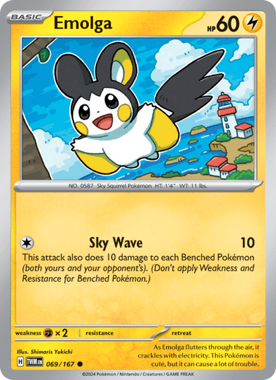 Emolga 069/167 Common Twilight Masquerade Pokemon Reverse Holo Near Mint
