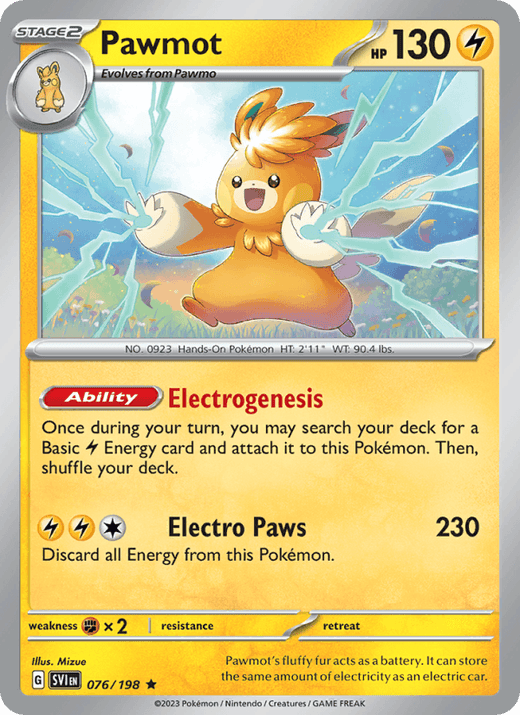 Pawmot 076/198 Rare Scarlet & Violet Pokemon Near Mint