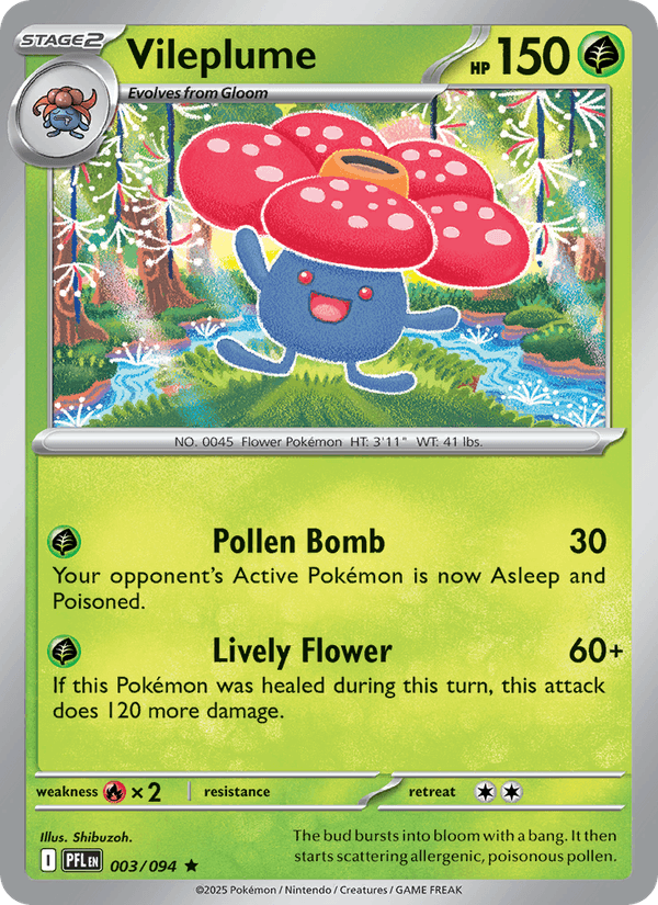 Vileplume 003/094 Rare Phantasmal Flames Pokemon Holo Near Mint