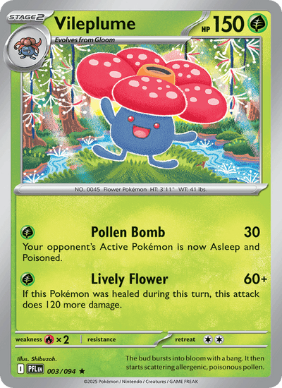 Vileplume 003/094 Rare Phantasmal Flames Pokemon Holo Near Mint