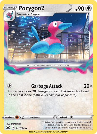 Porygon2 141/196 Uncommon Lost Origin Pokemon Reverse Holo Near Mint