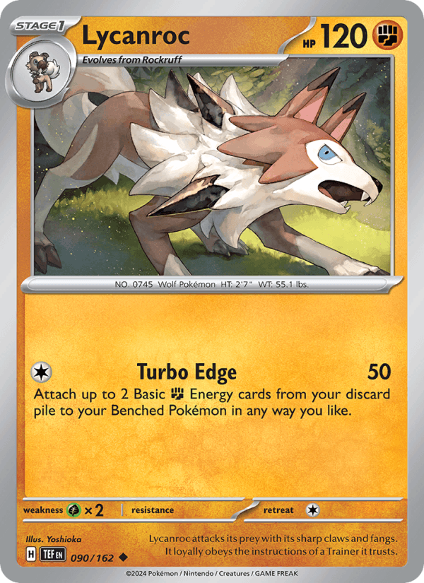 Lycanroc 090/162 Uncommon Temporal Forces Pokemon Reverse Holo Near Mint