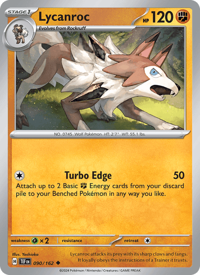 Lycanroc 090/162 Uncommon Temporal Forces Pokemon Reverse Holo Near Mint