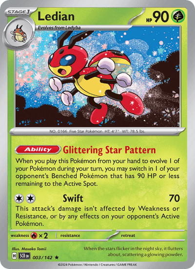 Ledian 3/142 Rare Stellar Crown Pokemon Holo Near Mint