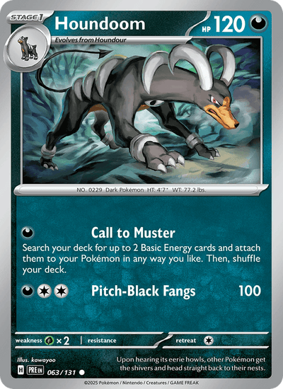 Houndoom 063/131 Common Prismatic Evolutions Pokemon Reverse Holo Near Mint