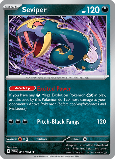 Seviper 062/094 Uncommon Phantasmal Flames Pokemon Reverse Holo Near Mint