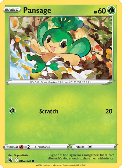 Pansage 007/264 Common Fusion Strike Pokemon Near Mint