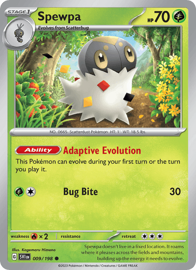 Spewpa 009/198 Common Scarlet & Violet Pokemon Reverse Holo Near Mint
