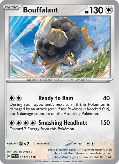 Bouffalant 151/191 Common Surging Sparks Pokemon Reverse Holo Near Mint