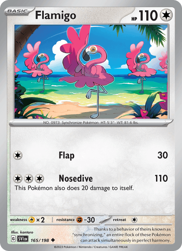 Flamigo 165/198 Uncommon Scarlet & Violet Pokemon Near Mint