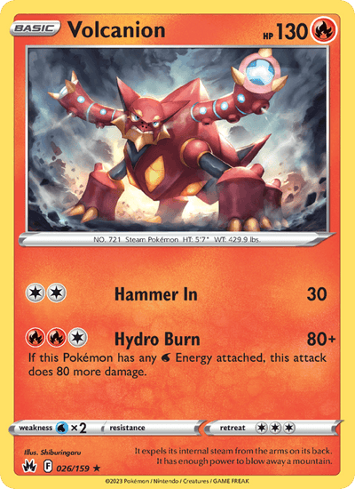 Volcanion 026/159 Holo Rare Crown Zenith Pokemon Near Mint