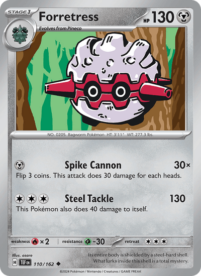 Forretress 110/162 Uncommon Temporal Forces Pokemon Reverse Holo Near Mint