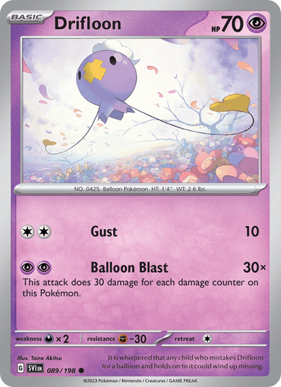 Drifloon 089/198 Common Scarlet & Violet Pokemon Reverse Holo Near Mint
