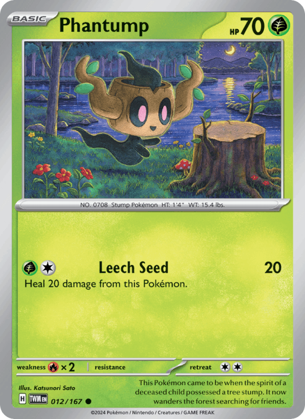Phantump 012/167 Common Twilight Masquerade Pokemon Reverse Holo Near Mint