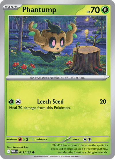 Phantump 012/167 Common Twilight Masquerade Pokemon Reverse Holo Near Mint