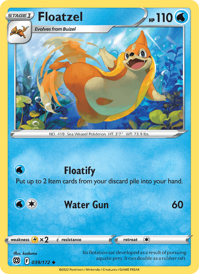 Floatzel 039/172 Uncommon Brilliant Stars Pokemon Reverse Holo Near Mint
