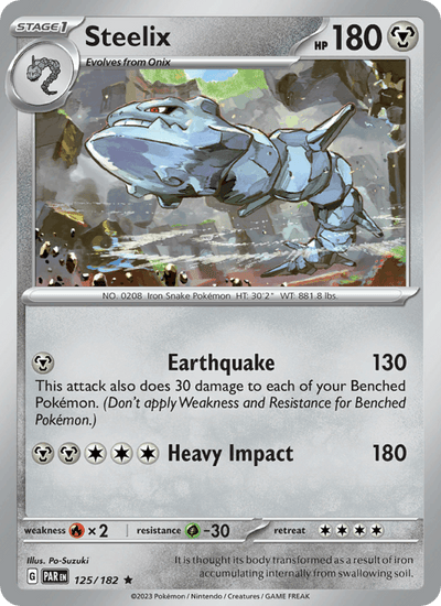 Steelix 125/182 Rare Paradox Rift Pokemon Holo Near Mint