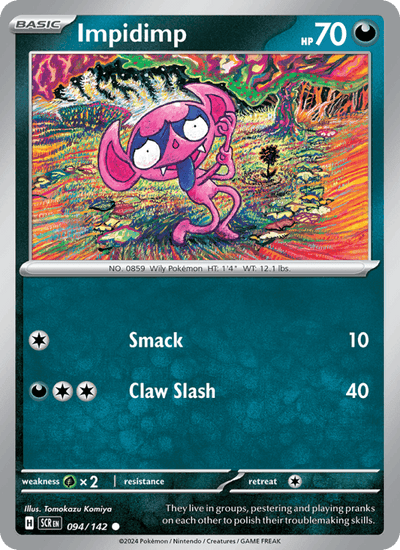 Impidimp 94/142 Common Stellar Crown Pokemon Reverse Holo Near Mint