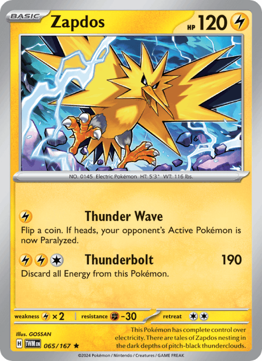 Zapdos 065/167 Rare Twilight Masquerade Pokemon Near Mint