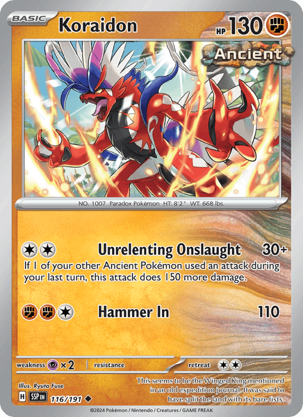 Koraidon 116/191 Uncommon Surging Sparks Pokemon Reverse Holo Near Mint
