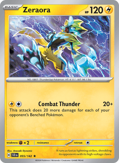Zeraora 55/142 Rare Stellar Crown Pokemon Holo Near Mint