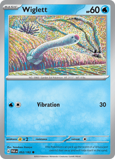 Wiglett 052/182 Common Paradox Rift Pokemon Reverse Holo Near Mint