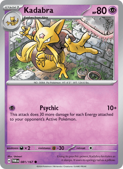 Kadabra 081/167 Common Twilight Masquerade Pokemon Reverse Holo Near Mint
