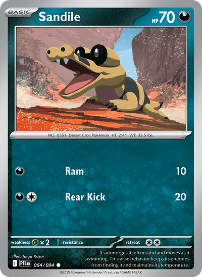 Sandile 064/094 Common Phantasmal Flames Pokemon Reverse Holo Near Mint
