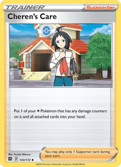 Cheren's Care 134/172 Uncommon Brilliant Stars Pokemon Reverse Holo Near Mint