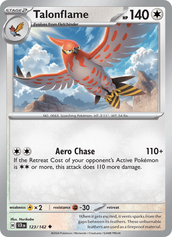 Talonflame 123/142 Uncommon Stellar Crown Pokemon Reverse Holo Near Mint